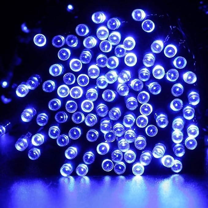 Joomer Blue Battery Christmas Lights, 66ft 200LED Fairy Lights Battery Operated Timer 8 Modes Waterproof for Outdoor Home Garden Party Holiday Christmas Trees Decoration