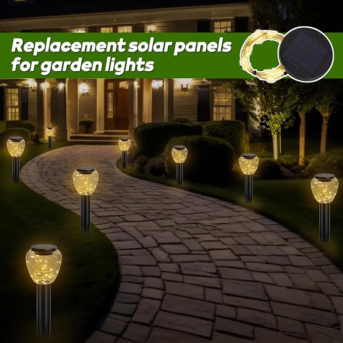 Watering Can Lights Replacement Tops: Solar Lights Replacement Part for 2.36 in, 2.42 in, 2.5 in, 2.76 in, 2.83 in Bottle Port - 4 Pack 2.83 in Warm White Panels Lid Cap with Copper Wire Fairy Lights