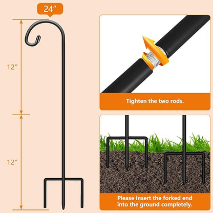 8-Pack 24" Shepherd's Hooks, Heavy-Duty Garden Stakes