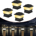 Black Solar Fence Post Caps 4-Pack, Patio LED