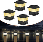 Black Solar Fence Post Caps 4-Pack, Patio LED