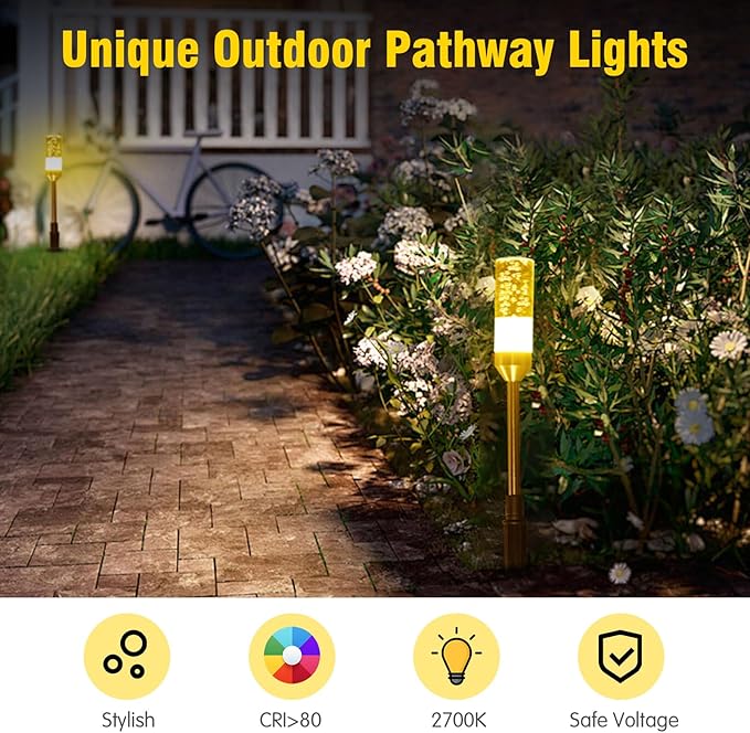 6-Pack Solar Pathway Lights, IP65 Waterproof LED Driveway Lights