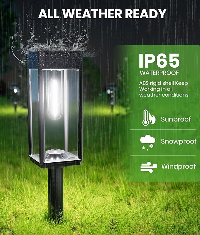 Solar Pathway Lights Outdoor,Bright Solar Lights for Outside, Waterproof Auto On/Off Garden Lights Solar Powered Landscape Lights for Yard Walkway Driveway Lawn (Cool White, 12 Pack)