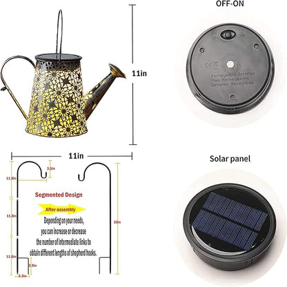 Solar Watering Can Lights,Large Retro Metal Hanging Solar Lights Outdoor Waterproof, Birthday Gifts for Women Mom Grandma Garden Decor Yard Light LED Decoration Outside for Porch Lawn Patio