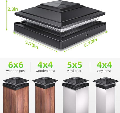 Solar Post Cap Lights Outdoor 16pack, Waterproof Fence Post Lights for 4x4 5x5 6x6 Wood/Vinyl Posts, Black Solar Deck Post Lights with 2 Color Modes Decorate Garden Patio Porch Backyard