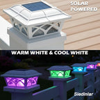 4-Pack Warm White Solar Yard Post Lights, Outdoor LED Caps