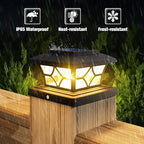 4-Pack Black Solar Yard Post Lights, Outdoor LED Caps
