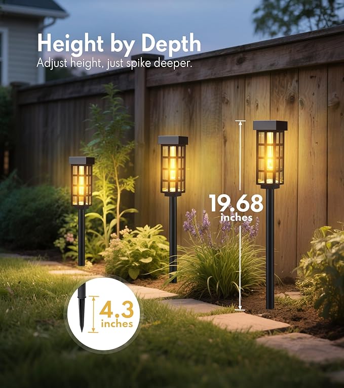 Solar Walkway Path Lights 8-Pack, IP65 Waterproof