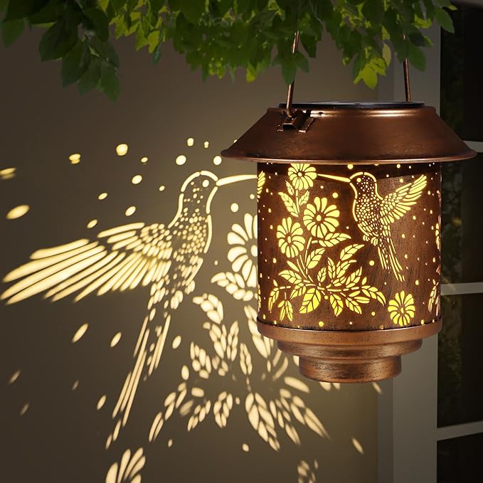 Hummingbird Solar Lantern Set, Elegant Patio Lighting
