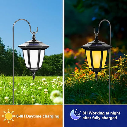 Viewsun 34 Inch Solar Hanging Lights, Shepherd Hook Lights with 4 Lighting Modes Waterproof Outdoor Decorative Solar Lantern Lights for Garden Decor, Patio, Backyard, Pathway, 4 Pack