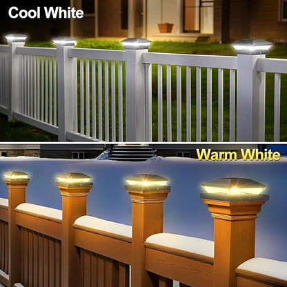 T-SUN 4x4 Solar Post Cap Lights Outdoor Waterproof, Solar Deck Fence Post Cap Lights for Wooden/Vinyl with Warm/Cool White Modes for Porch, Garden,Patio(24 Pack)