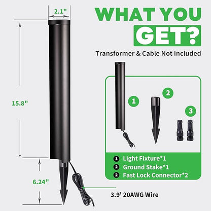 Low Voltage Pathway Lights, LED Landscape Path Lights, Outdoor Waterproof IP65, Wired Black Aluminum, 5W 200LM for Walkway Sidewalk 4 Pack