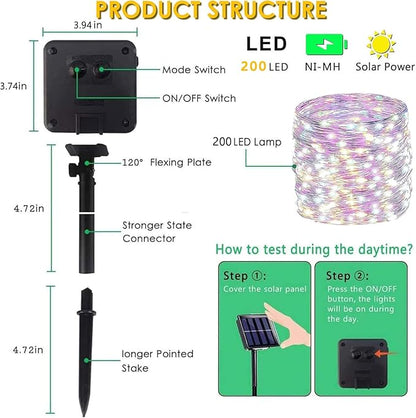Solar String Lights Outdoor, 4 Pack 288FT 800 LED Solar Twinkle Lights for Outside Waterproof Copper Wire with 8 Modes Fairy Decorations for Garden Yard Wedding Christmas Tree Decor (Multicolor)