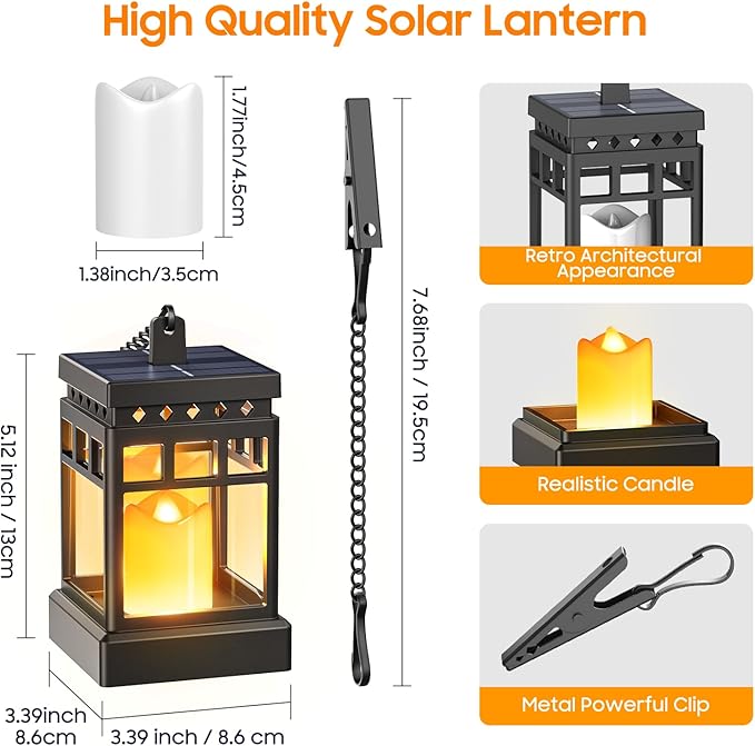 Charming Backyard Solar Lanterns for Yard, Waterproof LED