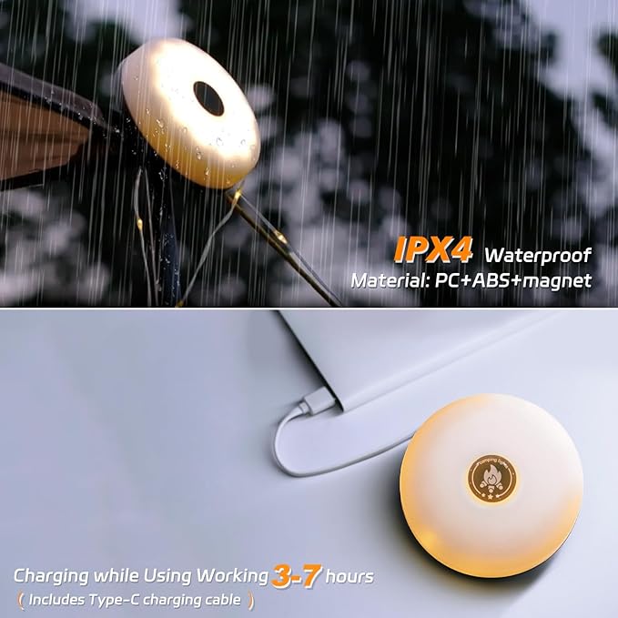 Camping Lights String: Outdoor String Lights with 5 Lighting Modes - Quick 30s Recovery Durable and Waterproof - USB Charging Portable Camping Lights for Camping/Yard/and Hiking - 2PACK