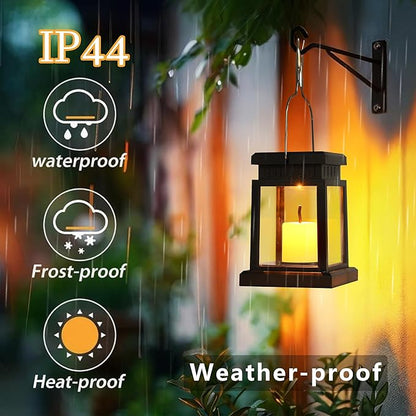 Small Solar Lanterns Outdoor Waterproof, Hanging Candles Solar Lights Garden Decor for Outside, Gifts for Women Mom, Flickering Flameless Candle Lights for Table,Outdoor Decorative 4P