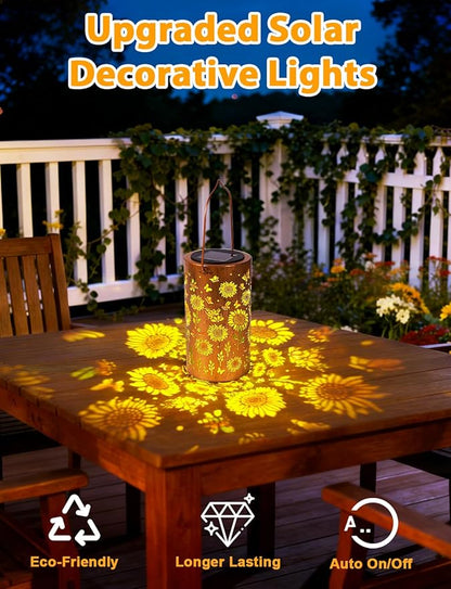 Solar Lanterns Outdoor Waterproof, Birthday Gifts for Women Mom Grandma, Hanging Colorful Sunflower Solar Lanterns, Metal Lanterns Decorative Outdoor for Yard, Patio, Porch, Garden
