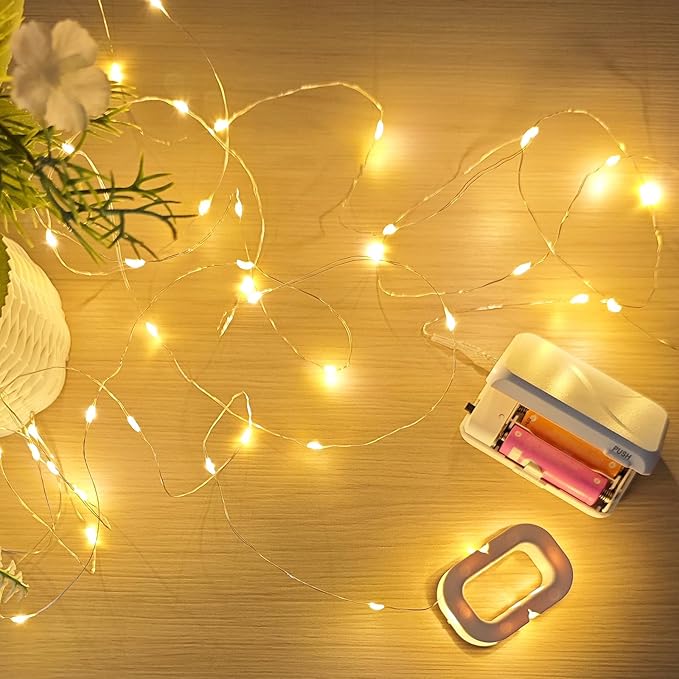 50 LED Christmas Twinkle Lights, 16ft Waterproof for Porch