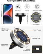 12-Pack Warm White Flat Solar Landscape Lights, Waterproof LED