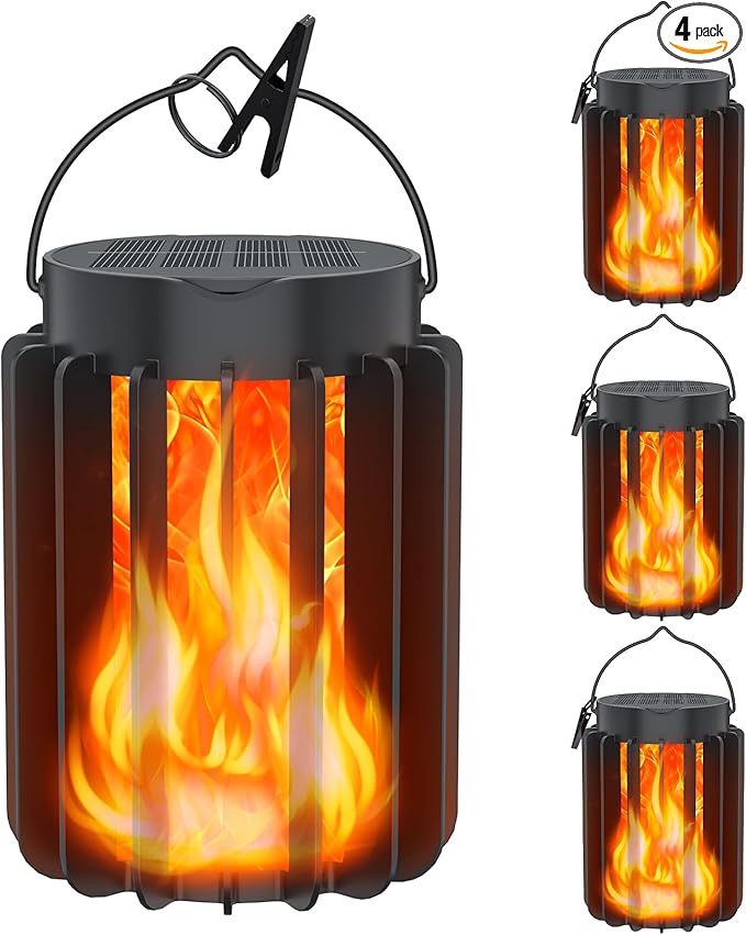 4-Pack Elegant Garden Solar Lanterns for Outdoor, Waterproof LED