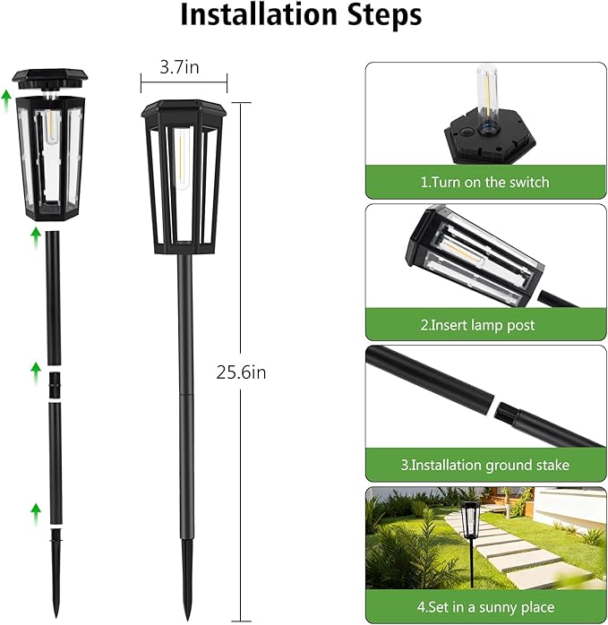 echosari 8 Pack Solar Pathway Lights Outdoor, Waterproof Solar Lights Outdoor, Auto On/Off, Long-Lasting Solar Powered Garden Lights Driveway Lights for Yard Path Landscape Walkway Lawn（Warm White）