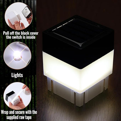 6 Pack Solar Fence Post Cap Lights 2In x 2In (5cm x 5cm) Solar Post Cap Fence Lights for Garden, Gazebos, Street Wall