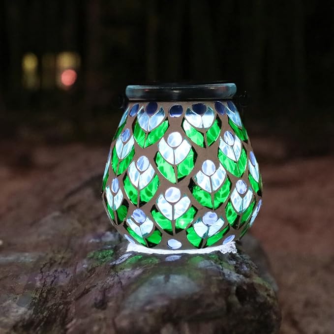 Mosaic Solar Porch Lanterns, Classic Waterproof LED