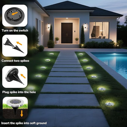 INCX Solar Lights Outdoor Waterproof,12 Pack Solar Lights for Outside, Solar Garden Lights Landscape Lighting for Patio Pathway Lawn Yard Deck Driveway Walkway, Cold White
