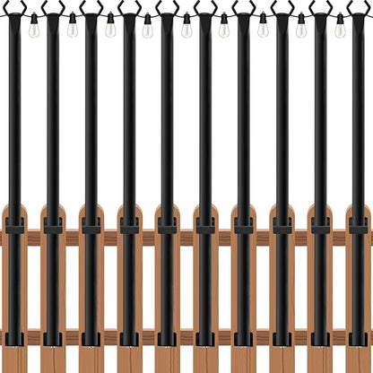 zoegi 10 Pack 5FT String Light Poles,Light Poles for Outside Lights with Fork,Outdoor Brackets Hanging Lights,Metal Stand for Deck Patio,Backyard,Wedding,Deck,Party