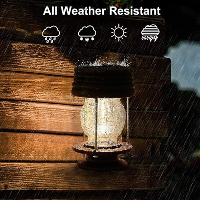 pearlstar Solar Lanterns Outdoor Waterproof 8.3” Solar Lights Outdoor Decorative Bright Outside Solar Table Lamp,30 Lumen, 2 Pack, for Garden Patio Yard Backyard Pathway Porch Driveway, (Warm White)