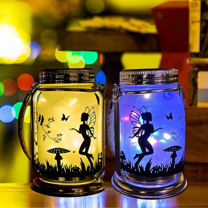 ANGMLN 4 Pack Solar Fairy Lantern Mason Jar Light- Gifts for Women Mom Grandma, Hanging Lantern with Stake for Yard Garden Patio Lawn Decor