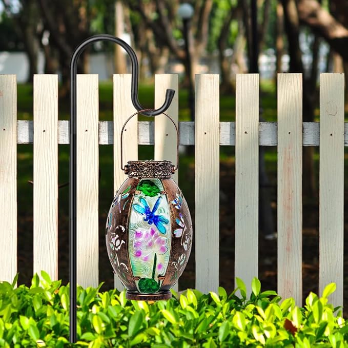 STARSOUL Solar Lantern Outdoor Waterproof, Hanging Solar Lantern for Patio Garden Yard Decor, Dragonfly Garden Decor, Dragonfly Gift for Women