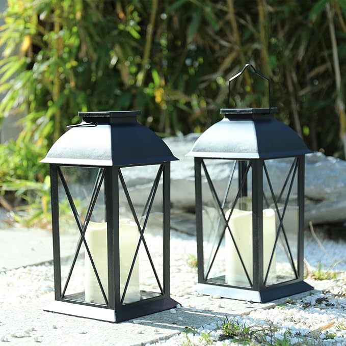 Solar Hanging Lanterns 2-Pack, Backyard Hanging LED Decor