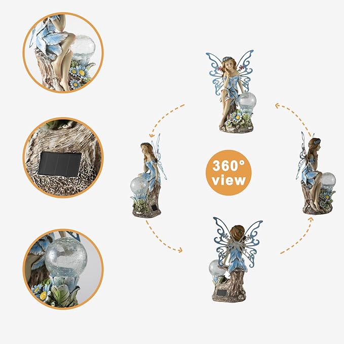 12.68" Garden Solar Lawn Figurine Light, Waterproof