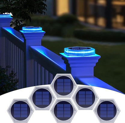YiLaie Blue Solar Deck Lights for Outside 6 Pack, Dock Lights Solar Powered Waterproof Driveway Warning for Driveway Pathway Boat Dock Post Yard.
