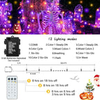 2-Pack 50 LED Halloween Twinkle Lights, 17ft Waterproof for Patio