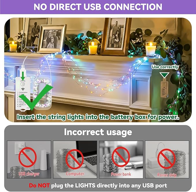 Christmas Porch String Lights, 16ft 50 LED Waterproof