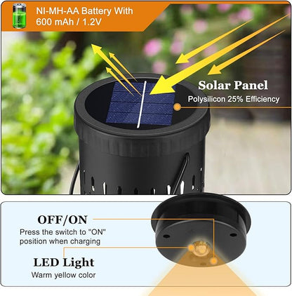 Solar Light Replacement Top, 4 Pack Replacement Solar Light Parts for Lantern (Top Size 3.23 Inch, Bottom Size 2.9 Inch), Waterproof LED Replacement for Outdoor Garden Pathway Yard Lights & Decor