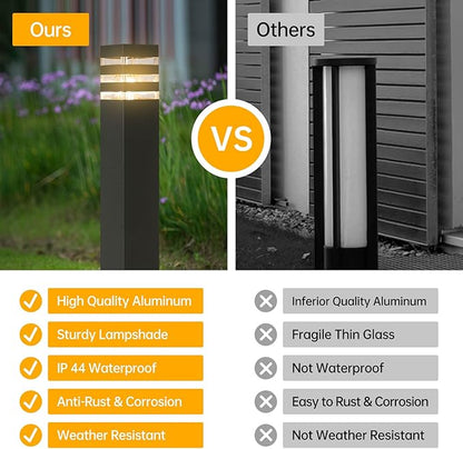 SLAWA 23.6In Pathway Lights Black E26 Outdoor Landscape Path Lights Die-Casted Aluminum Walkway Lighting Modern Landscape Sideway Lighting IP65 Waterproof Patio Porch Exterior Floor Lamp with Bulbs