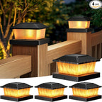 4-Pack Black Solar Deck Post Lights, Outdoor LED Caps