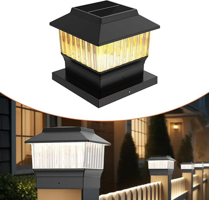 Single Solar Post Cap Light - Modern #1: Fits True 4x4 Vinyl, 4x4 & 6x6 Wood Posts, 3 Color Temp, 50 Lumen Waterproof Outdoor Lights for Deck Fence, Matte Black
