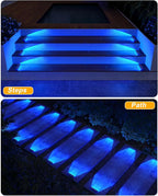 8-Pack Blue Solar Deck Lights, Outdoor LED