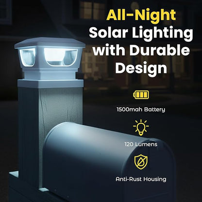 Brighticonic Solar Post Cap Lights Outdoor for 4x4, 3x3 – Auto On/Off Post Lights Solar Powered - Easy Install, IP65 Waterproof Deck & Fence Lights – Long Lasting Battery – 120 Lumen, CoolWhite - 2pck