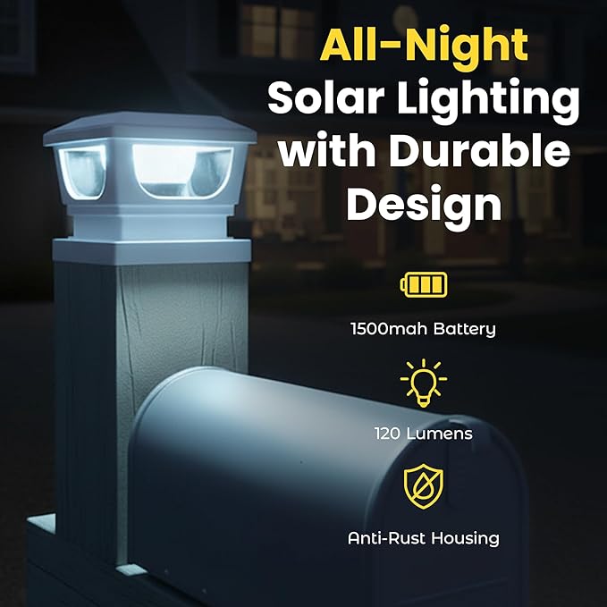 Brighticonic Solar Post Cap Lights Outdoor for 4x4, 3x3 – Auto On/Off Post Lights Solar Powered - Easy Install, IP65 Waterproof Deck & Fence Lights – Long Lasting Battery – 120 Lumen, CoolWhite - 4pck