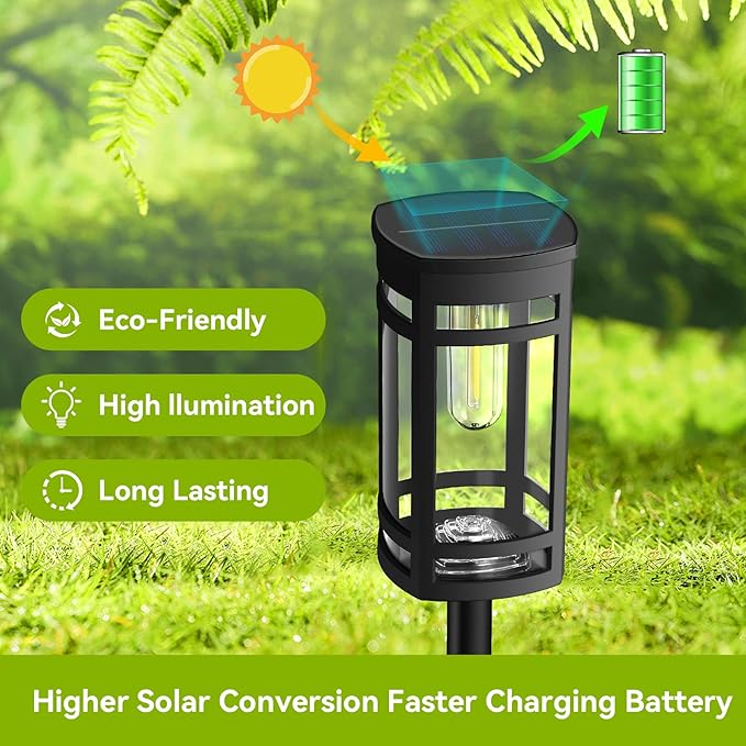 EXCMARK 8 Pack Solar Lights Outdoor Waterproof for Garden Pathway Walkway Driveway Yard Lawn Decorative Landscape Lighting. (Cool White Light, 8)