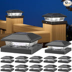 Solar Post Cap Lights 12-Pack, Waterproof LED