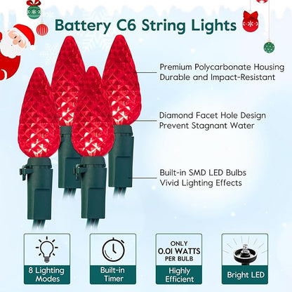 Christmas Yard String Lights, 20ft 6 LED Waterproof