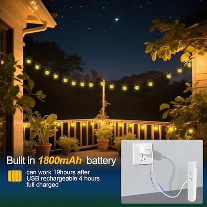 SMY Lighting 22FT Rechargeable Battery Operated 50 LED Crystal Globe String Lights Outdoor/Indoor, Patio Hanging Lights with Remote Timer,Waterproof 8 Lighting Modes for Camping Garden Christmas Decor