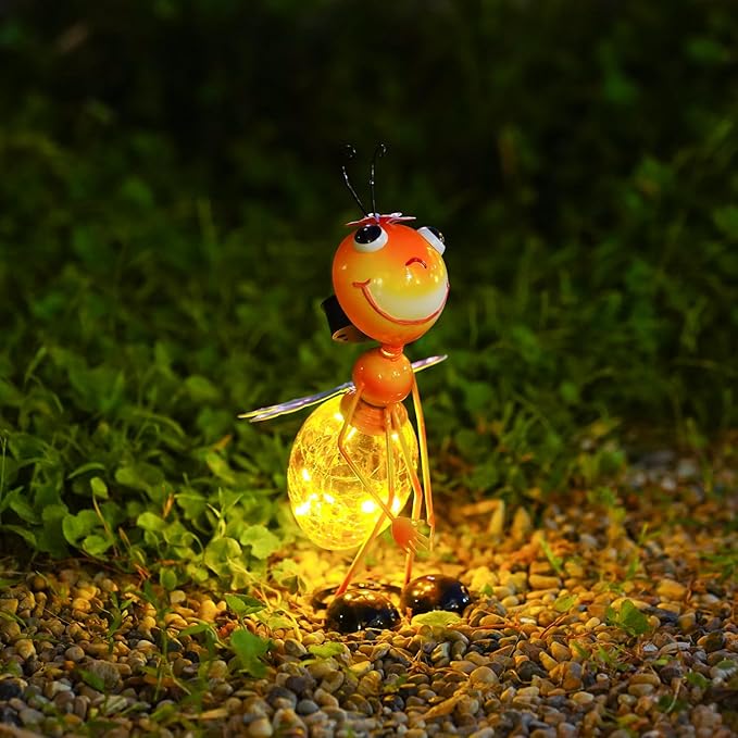 Solar Garden Lantern Waterproof LED Honeybee Solar Lights Outdoor Decorative Tabletop Lanterns Lamp for Yard Patio Table Decoration(Honeybee).