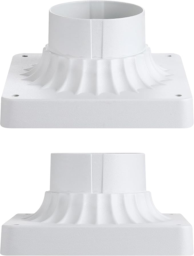Outdoor Post Light Mounting Base 2 Pack,Cast Aluminum Pier Mount Base Adapter for Deck Porch Garden in Matter White Finish 5.6" W*5.6" L